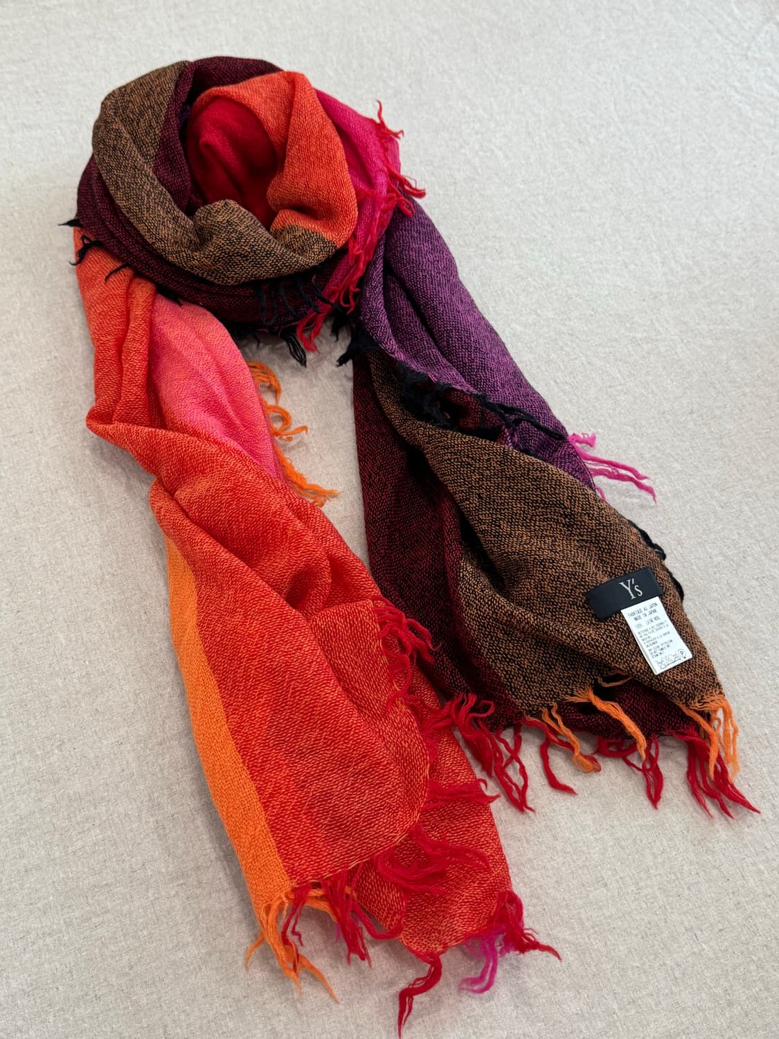 요지야마모토 멀티 컬러 울 머플러 상품이미지2