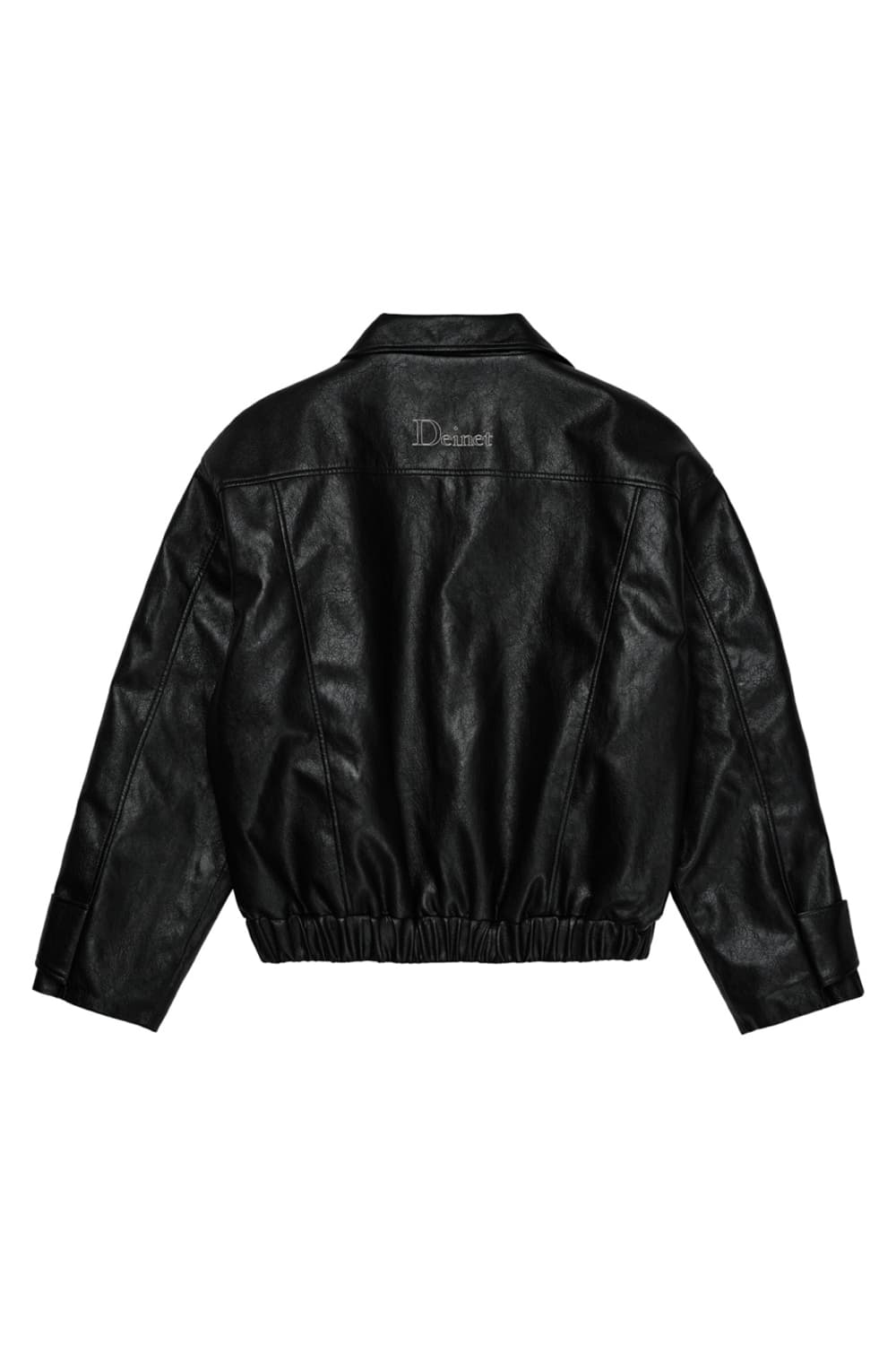 DEINET FAUX LEATHER BOMBER JACKET IN BLA 상품이미지2