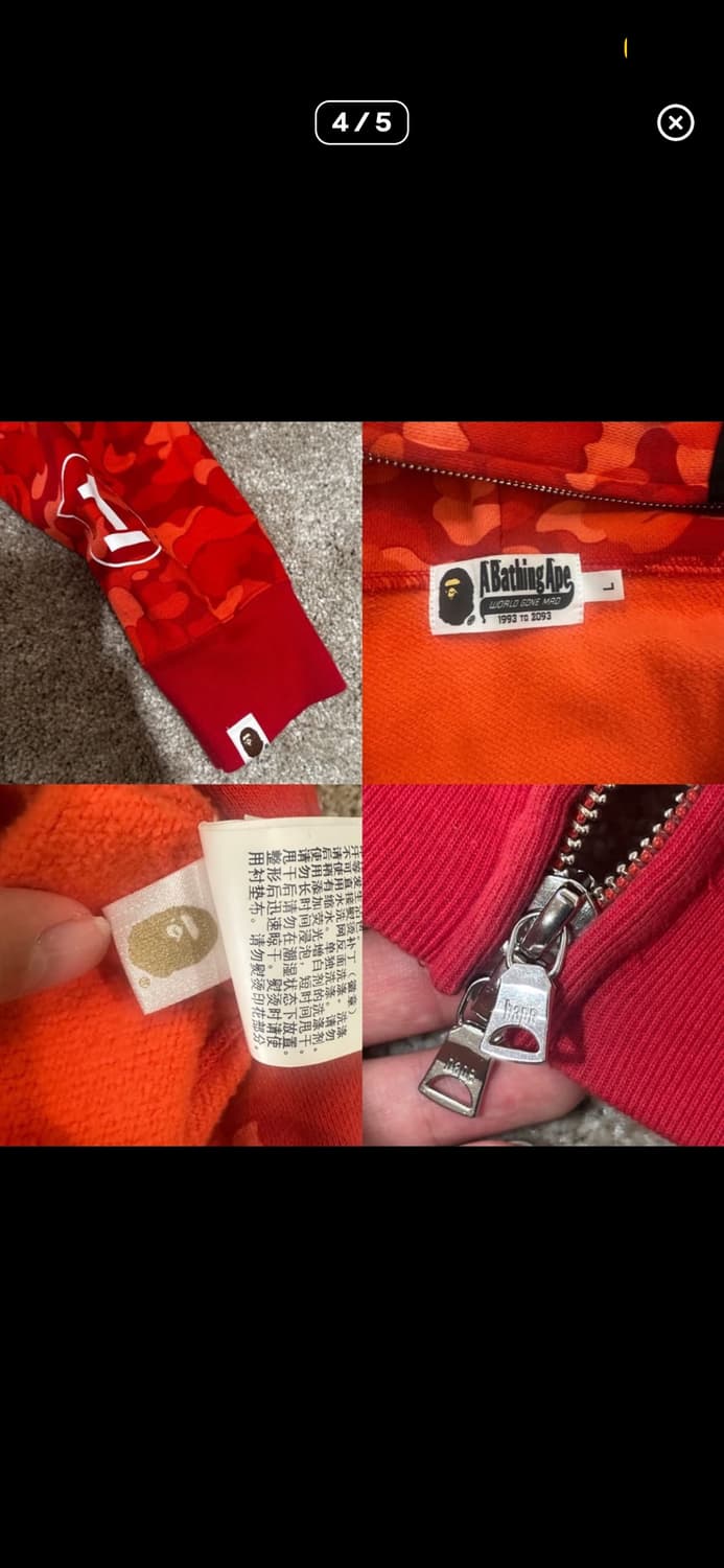 정품 청담동점 한정 베이프 레드 샤크후드집업 급처 상품이미지2