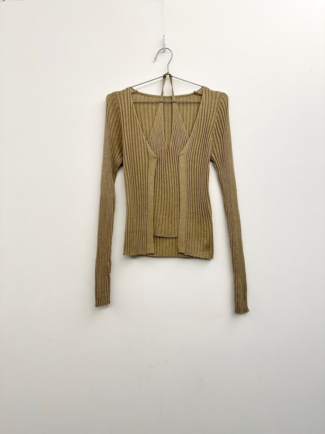 Halter layered open knit / beige 상품이미지4
