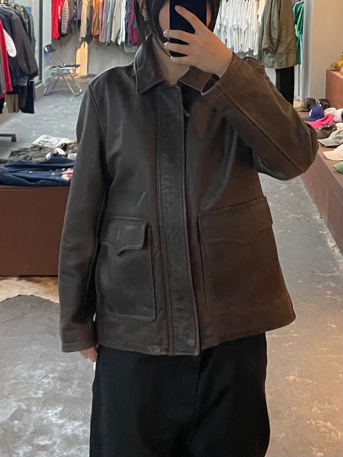 빈티지 커피 레더 포켓 자켓 H2121 상품이미지1