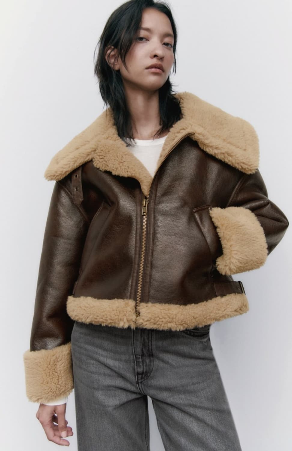 자라 페이스드 크롭 점퍼 무스탕 상품이미지1