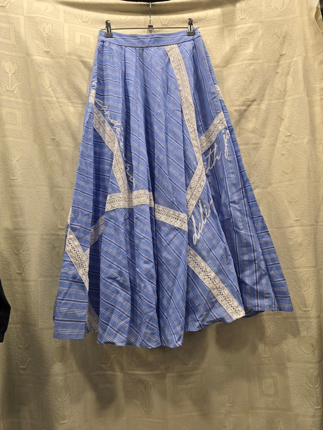 에고이스트 EGOSI 블루 스트라이프 레이스 롱 스커트 S(55) 상품이미지2