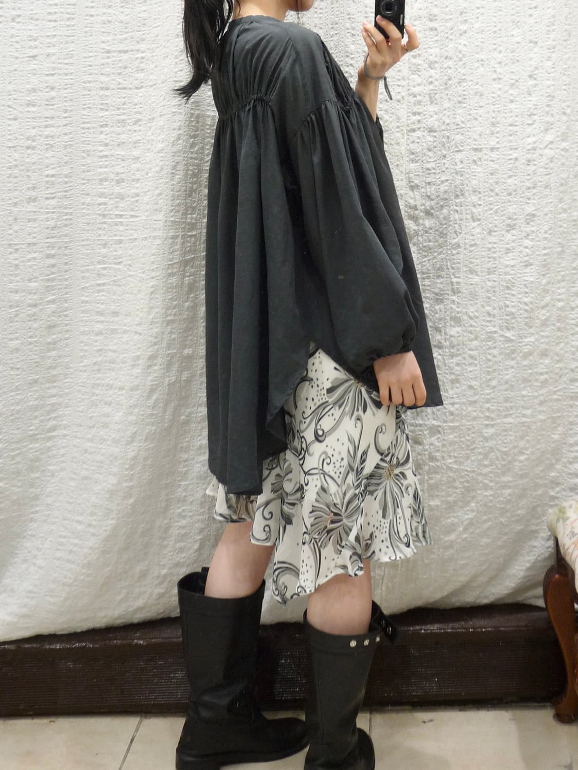 charcoal shirred blouse 상품이미지4