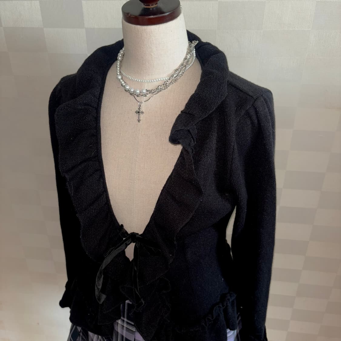 고스,고딕 공겜여주룩 프릴 리본가디건 상품이미지4