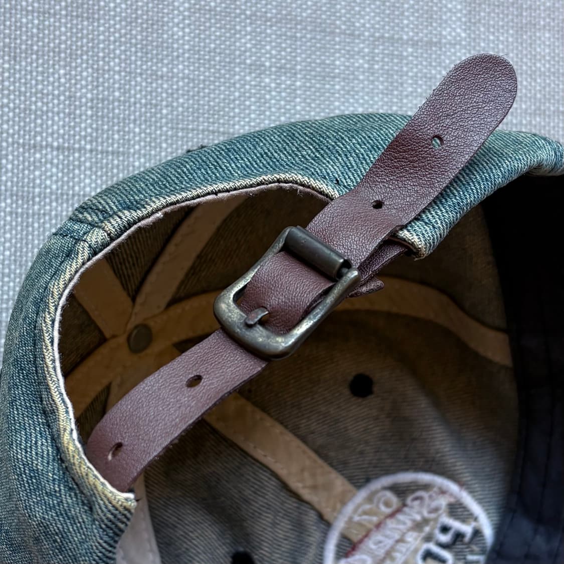 90s USA 폴로 랄프로렌 데님 레더 스트랩 볼 캡 상품이미지7