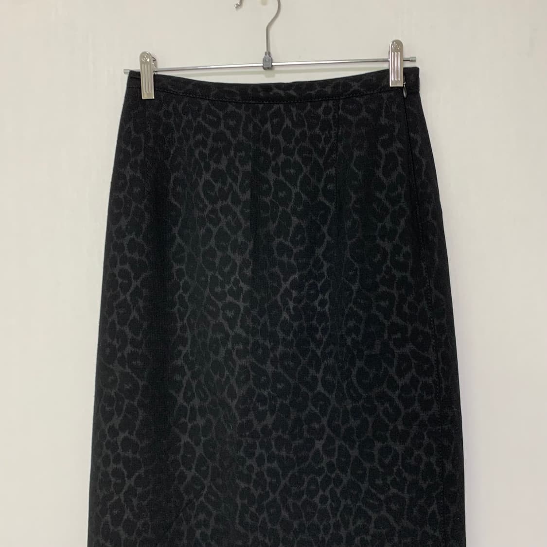 jpn G.K 일본 빈티지 트임 H라인 호피 레오파드 롱스커트 블랙 상품이미지2