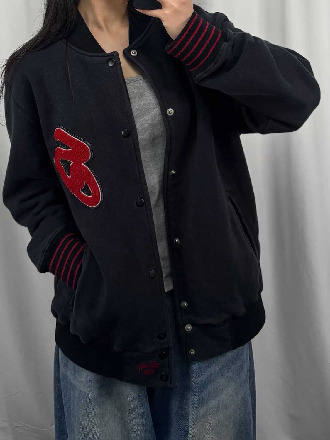 스투시 00s 어센틱 S컬리 로고 바시티 자켓 상품이미지3