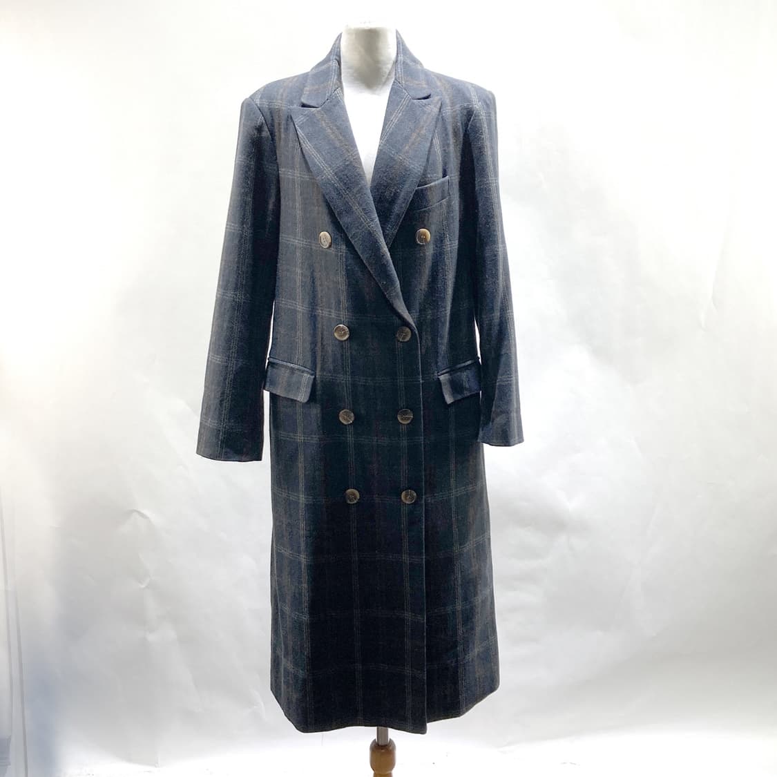 LA VIE 9 여성 체크 모직 더블 롱코트 F 상품이미지1