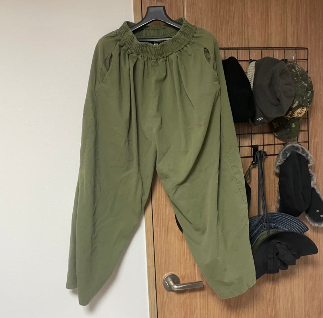 (Free)세미카지 린넨 밴딩 벌룬팬츠 카키 상품이미지2