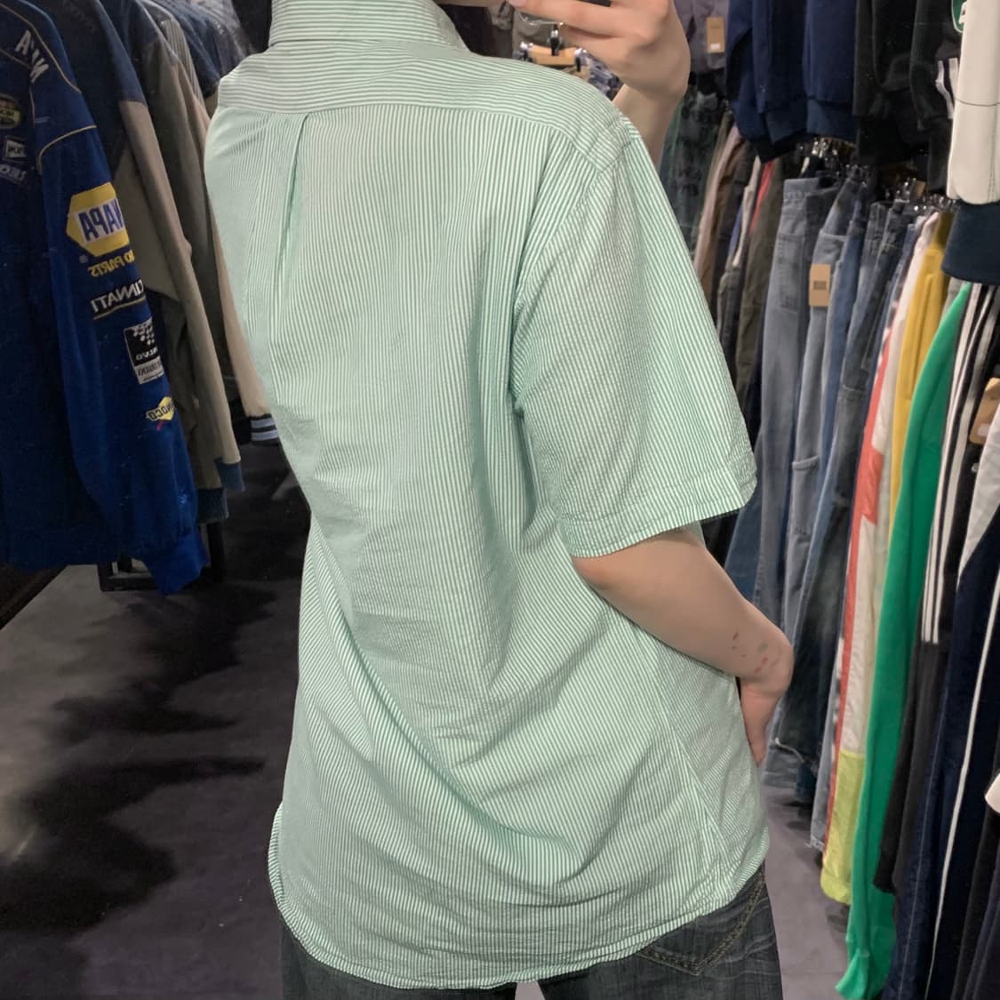 [IM] 폴로 랄프로렌 반팔 시어서커 스트라이프 셔츠 민트 그린 상품이미지5