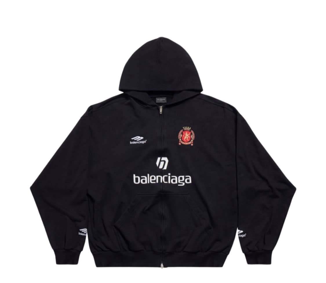 발렌시아가 사커 시리즈 사커 미디움 핏 집업 후드 블랙 상품이미지1