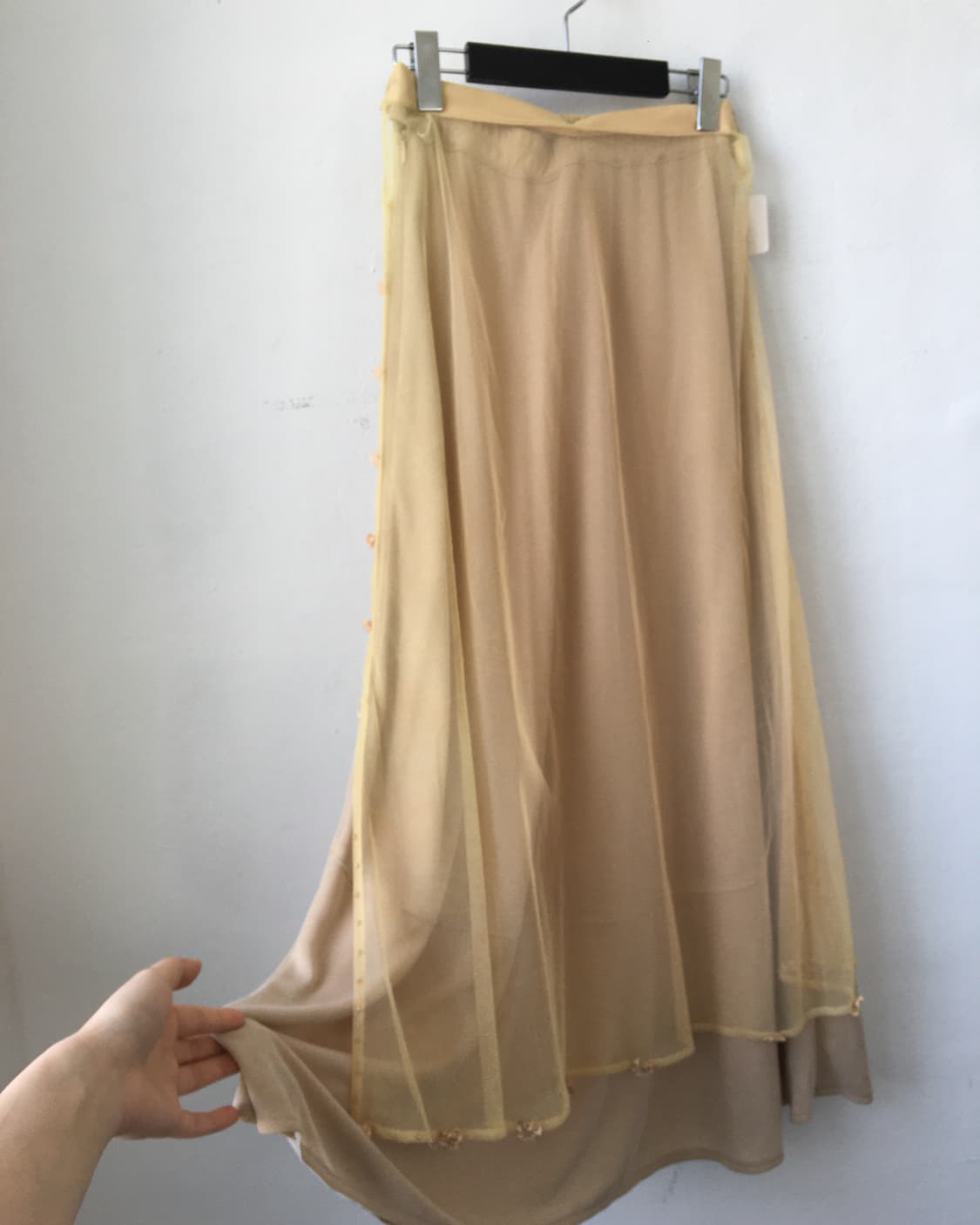 Side button point lace layered long skir 상품이미지2
