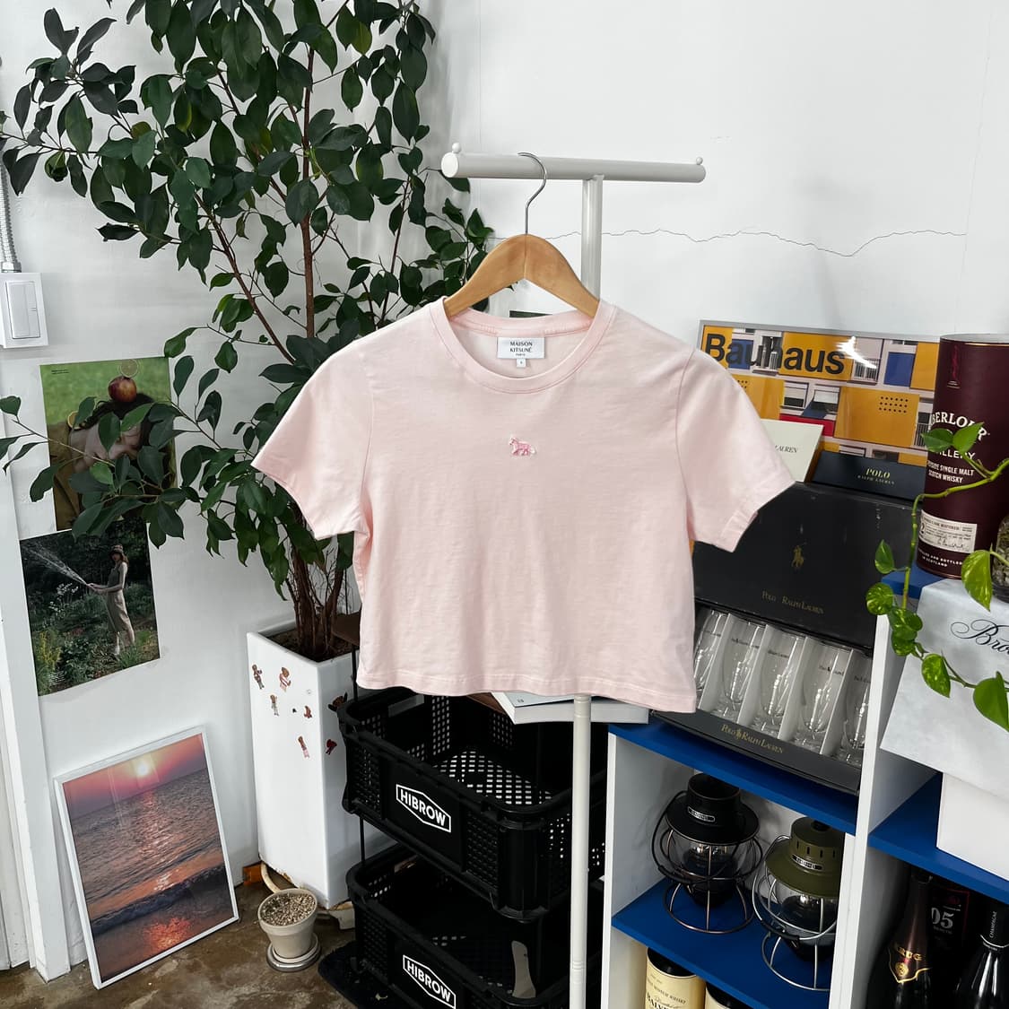 메종키츠네 우먼 크롭 반팔 티셔츠 S 상품이미지1