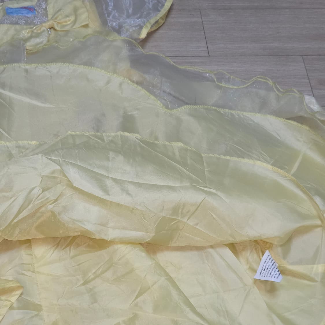 일본빈티지) 노란색 아동 130 size 공주풍 리본진주레이스 파티드레스 상품이미지4