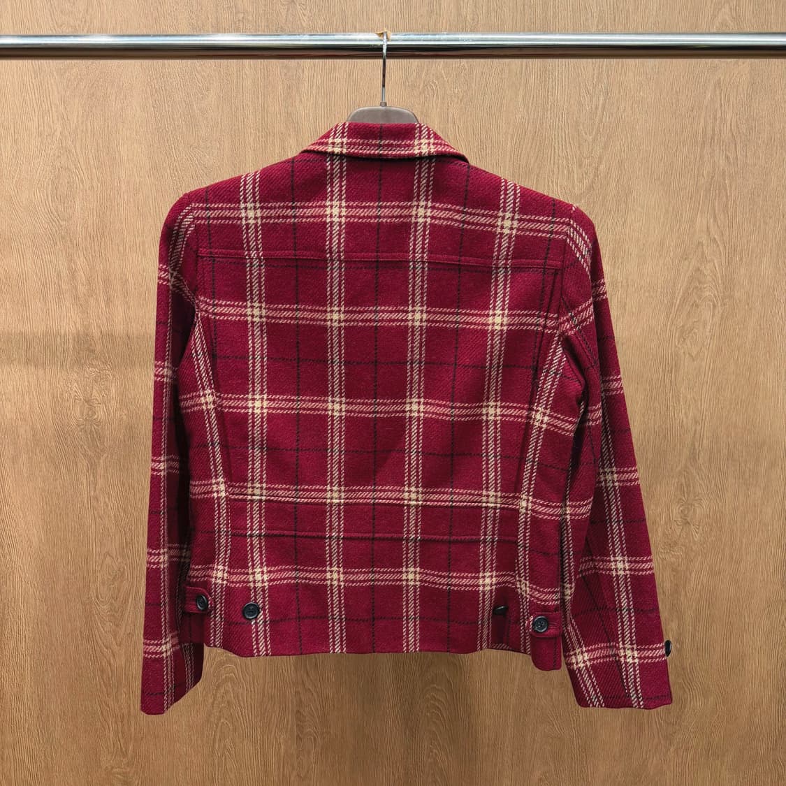 폴로 랄프로렌 울 테일러드 자켓 체크 패턴 디테일 레귤러핏 레드 상품이미지3