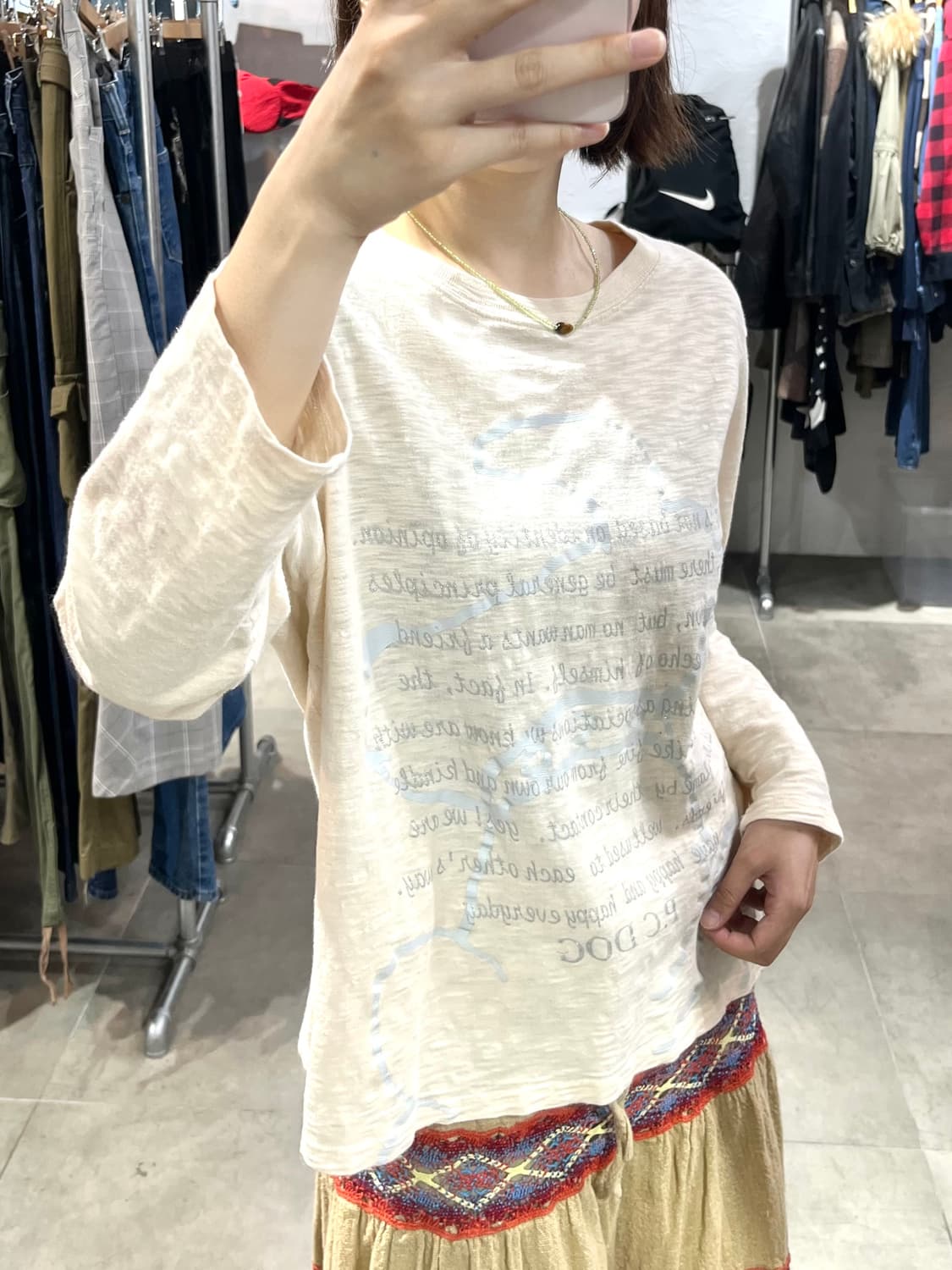 일본 빈티지 글리터 레터링 피치 롱슬리브 상품이미지1