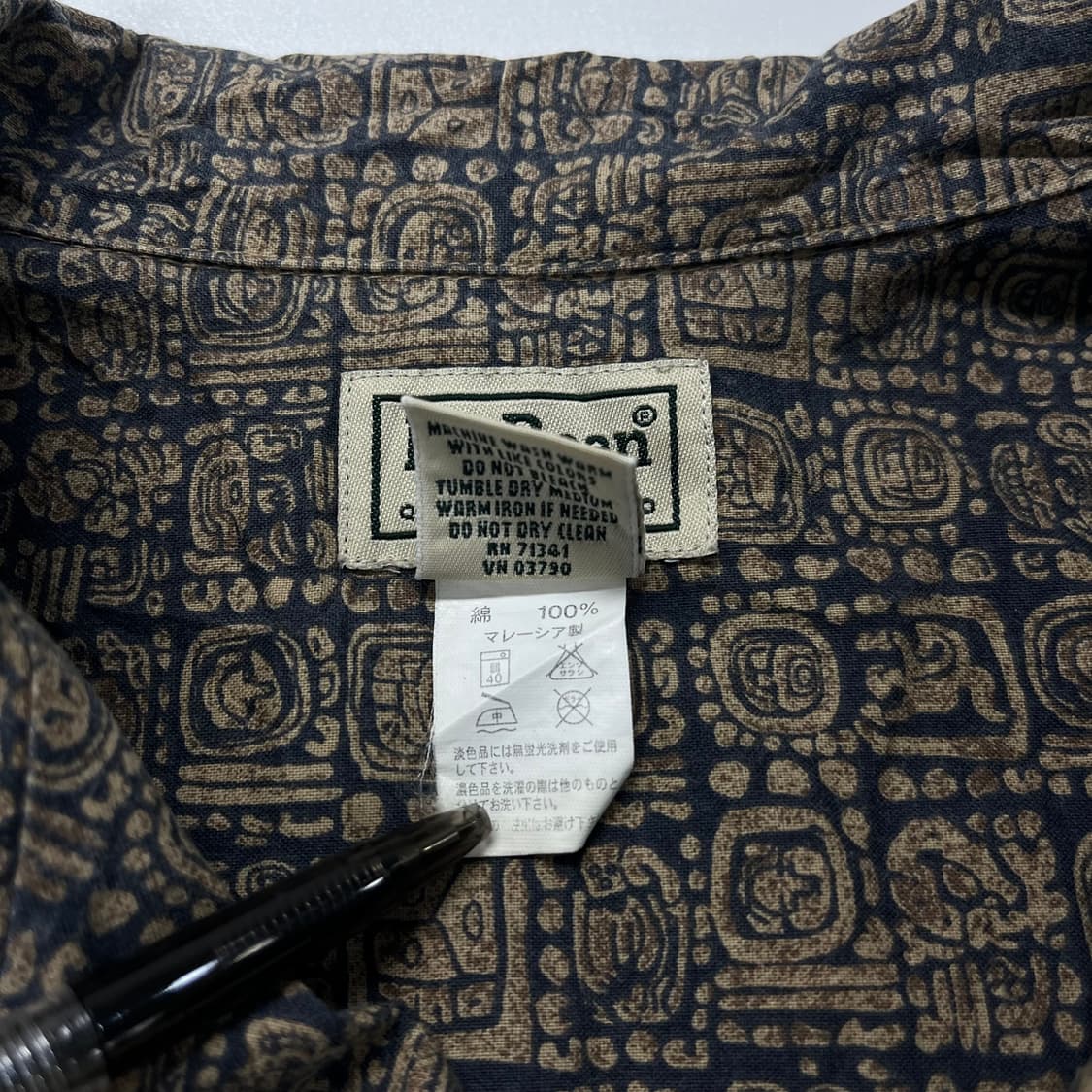 [S] LLBean 엘엘빈 빈티지 코튼 에스닉 반팔 셔츠 상품이미지5