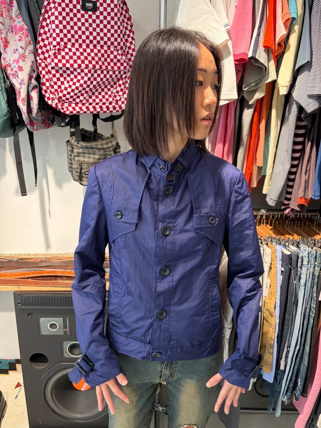 WODUL 버튼 디테일 네이비 자켓 M 상품이미지2