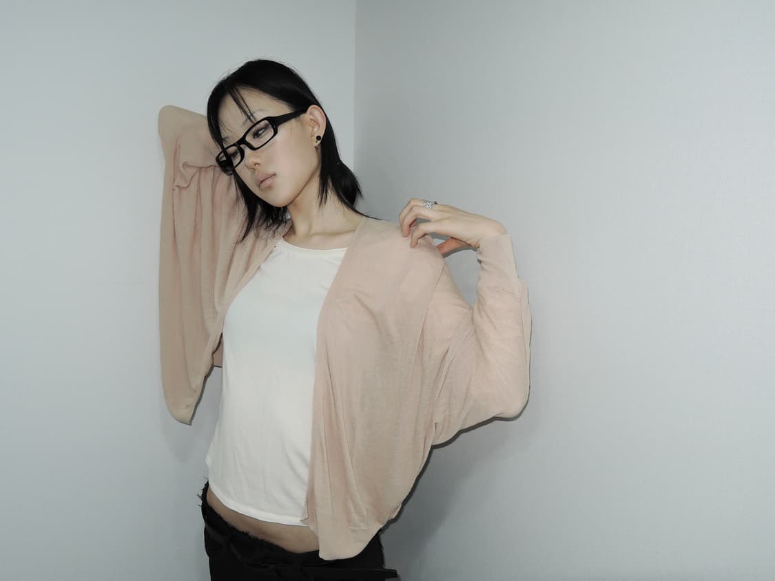 Dolman-Sleeve Sheer Knit Cardigan 상품이미지2