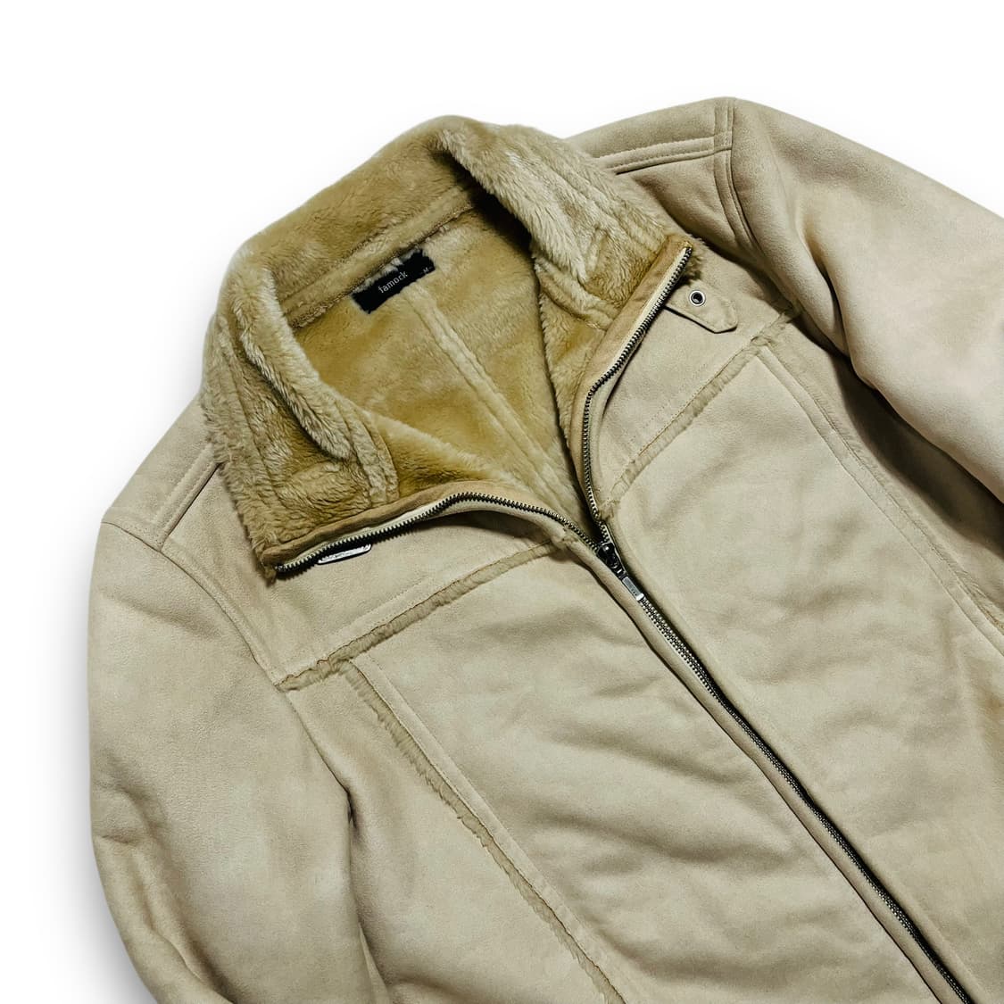 Famock 크림 스웨이드 비건 본디지 무스탕 자켓 상품이미지2