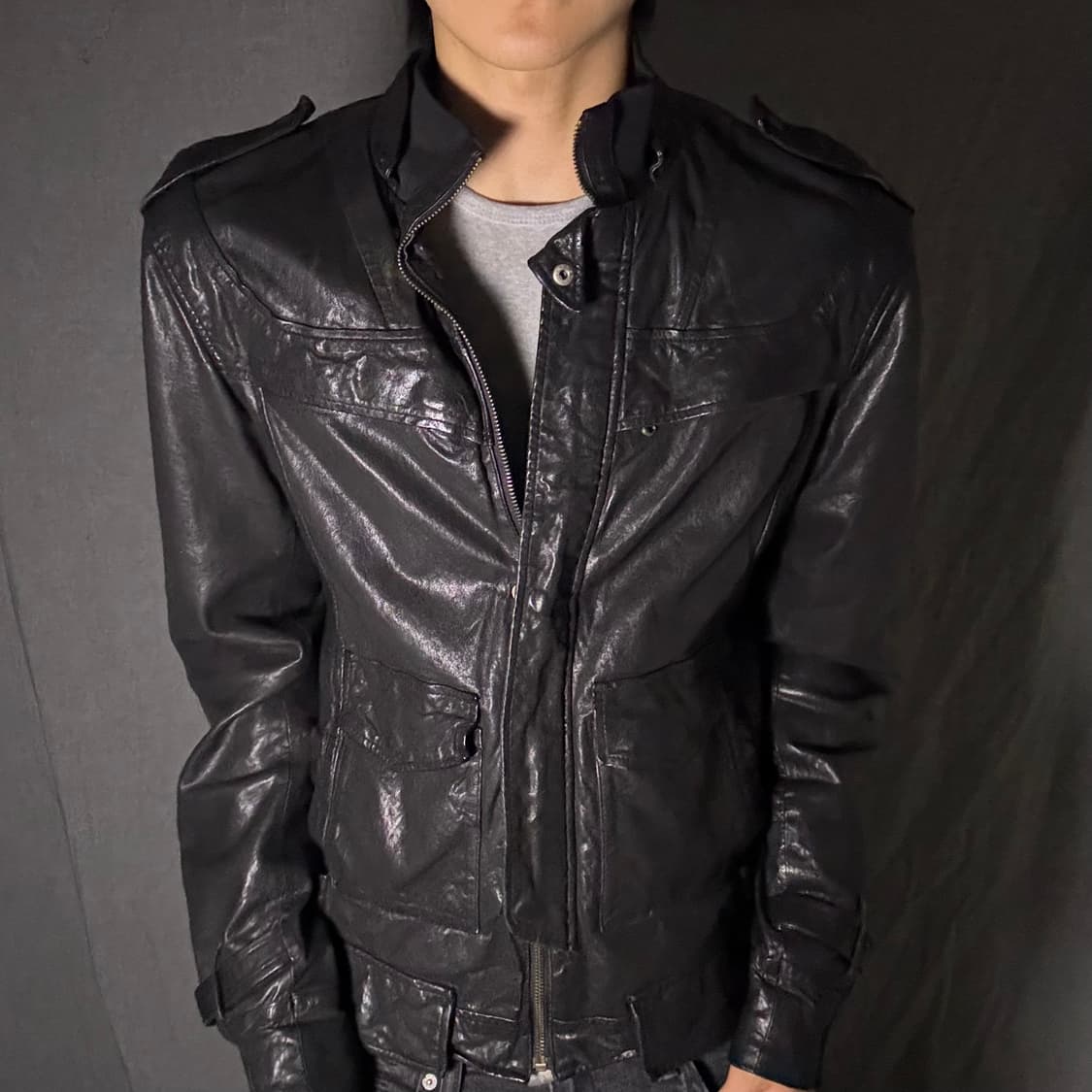 lamb skin pocket leather jacket 상품이미지4