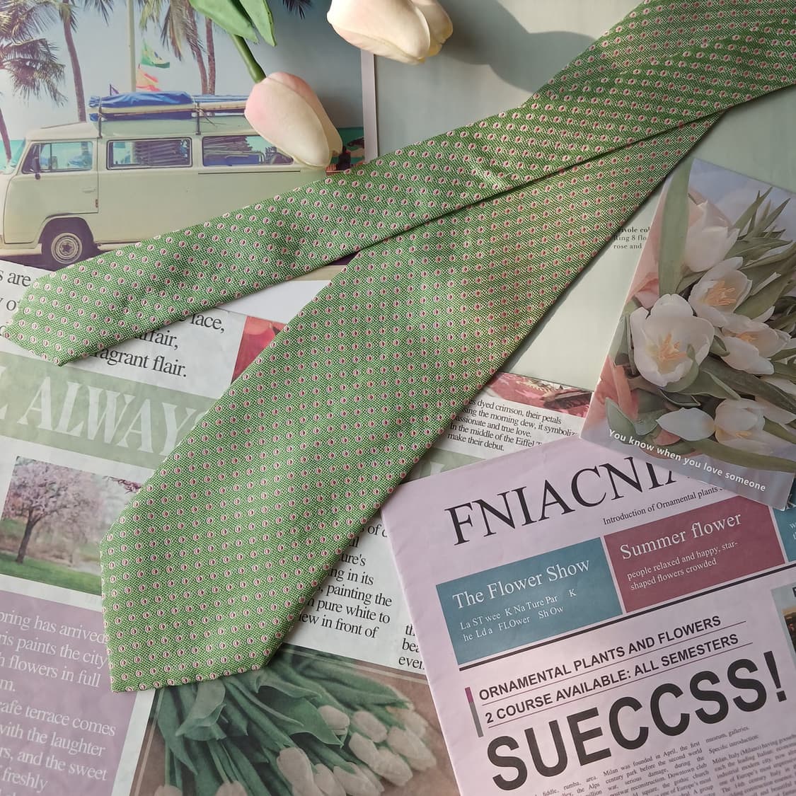 알테아 실크 그린 도트 넥타이 9.3cm A+등급 A19745
 상품이미지5