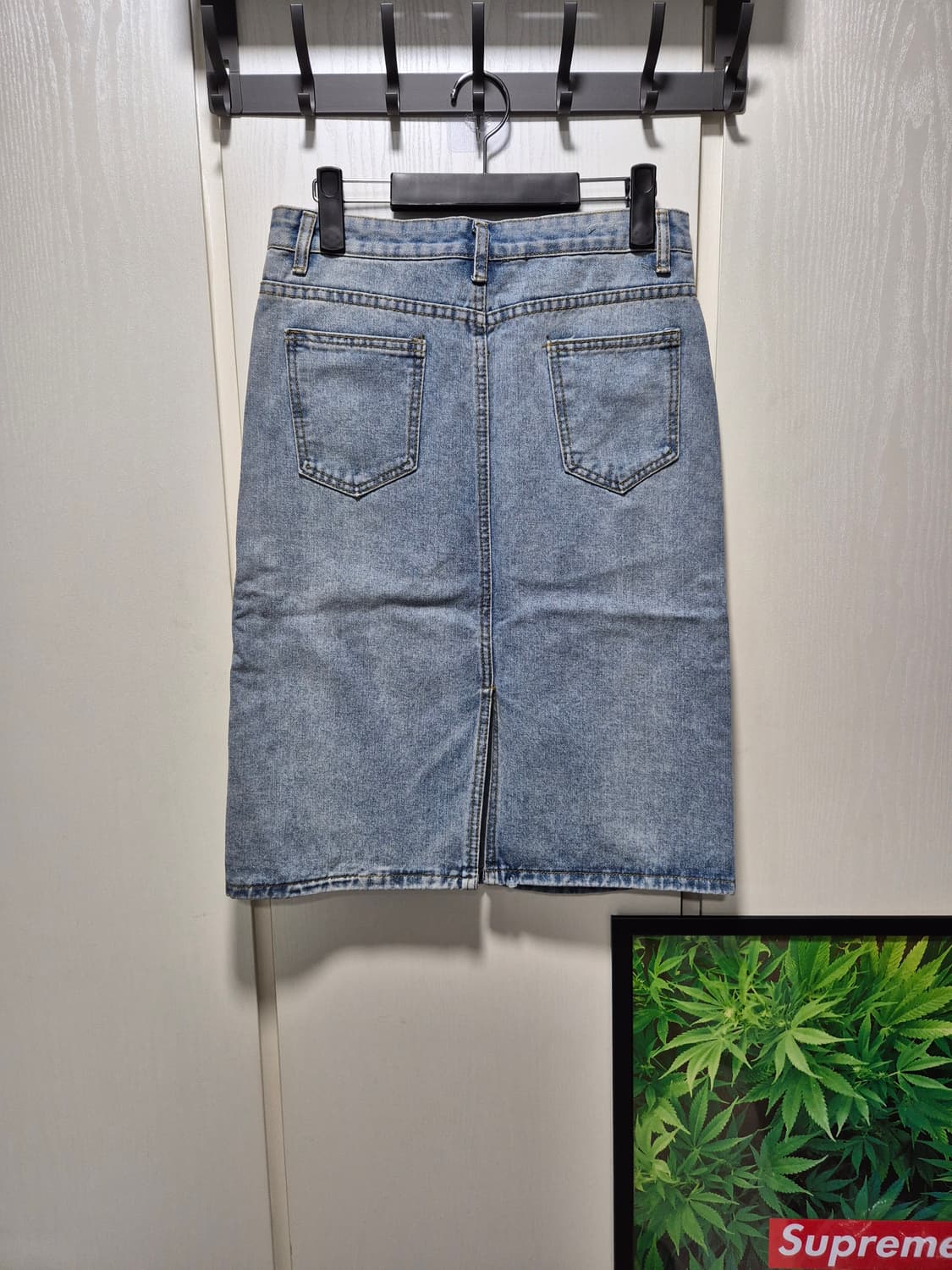 (새상품)vtg 연청 데님 스커트 H라인 미디 스커트 상품이미지10