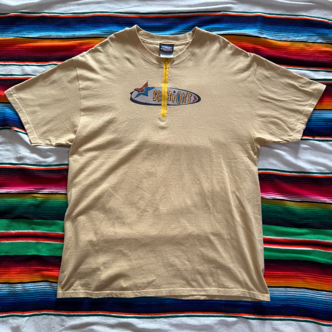 90s USA Sessions Skateboard Half zip 티셔츠 상품이미지2
