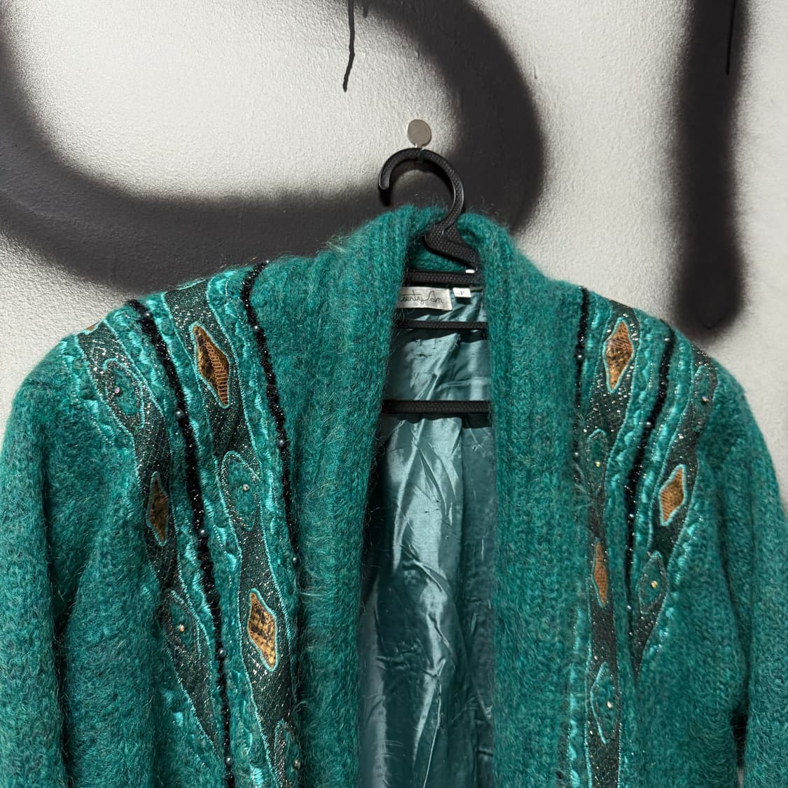 VTG 빈티지 오리엔탈 자수 디테일 울 혼방 롱 코트 틸 상품이미지3