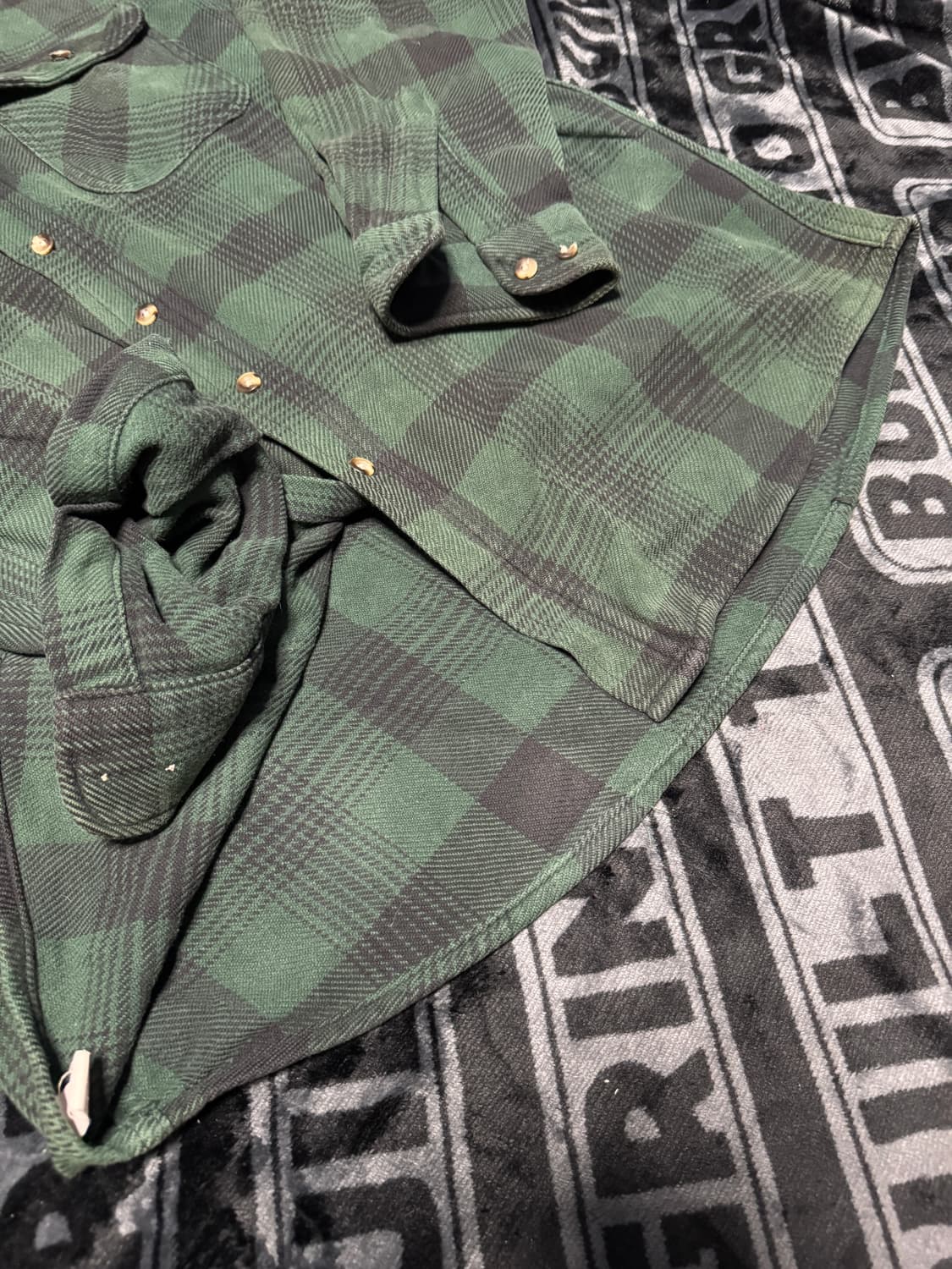 아크릴릭 체크 셔츠 그린 상품이미지5