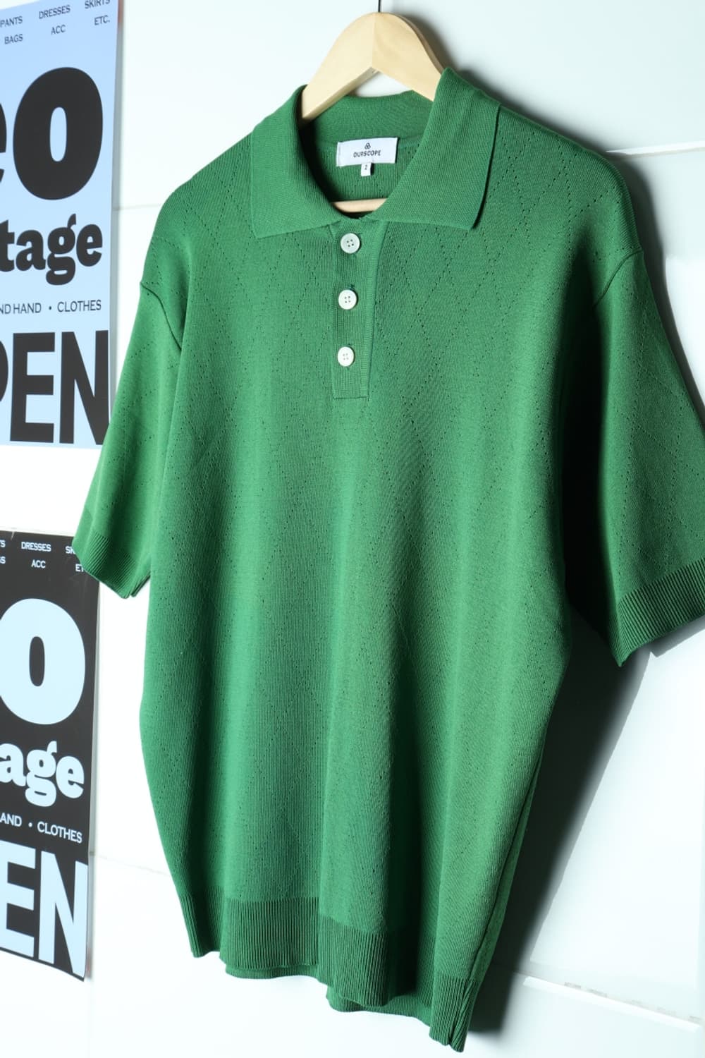 (L-2XL) 아워스코프 반팔 티셔츠 그린 폴리 기능성 박시-H31871 상품이미지1
