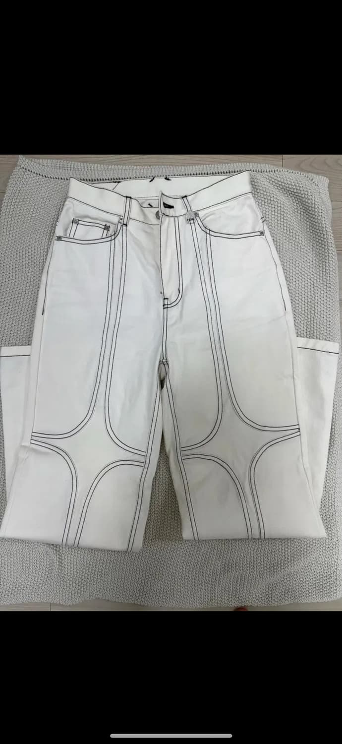 타게토 화이트 스티치 데님 팬츠 상품이미지1