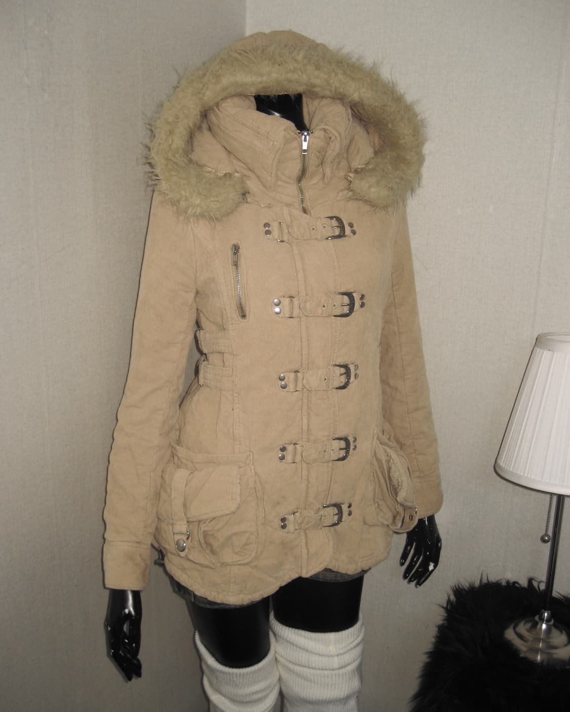 BACKS 코듀로이 하이넥 버클 코트 자켓 y2k 모리걸 상품이미지6