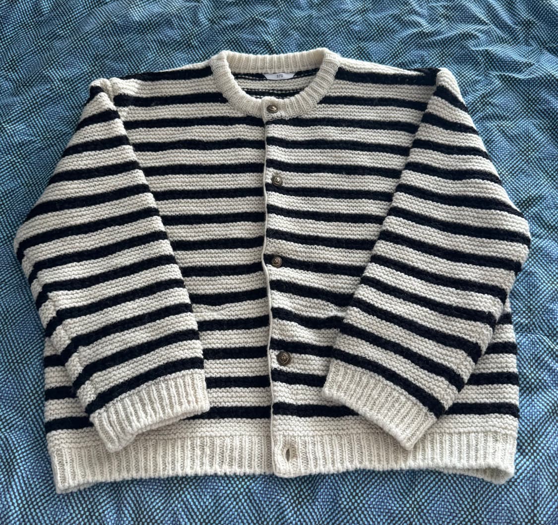 STU 스트라이프 가디건 아이보리 L 상품이미지2