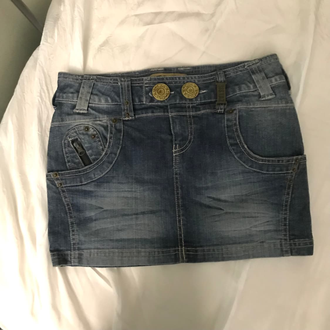 Vintage 고스펑크 갸루 로우 워싱 데님 초미니스커트 상품이미지5