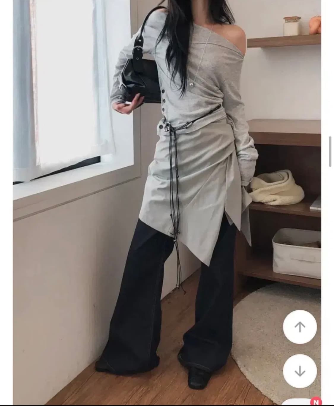 그리니 자일 레이어드 미디 랩 스커트 블랙 판매 상품이미지1