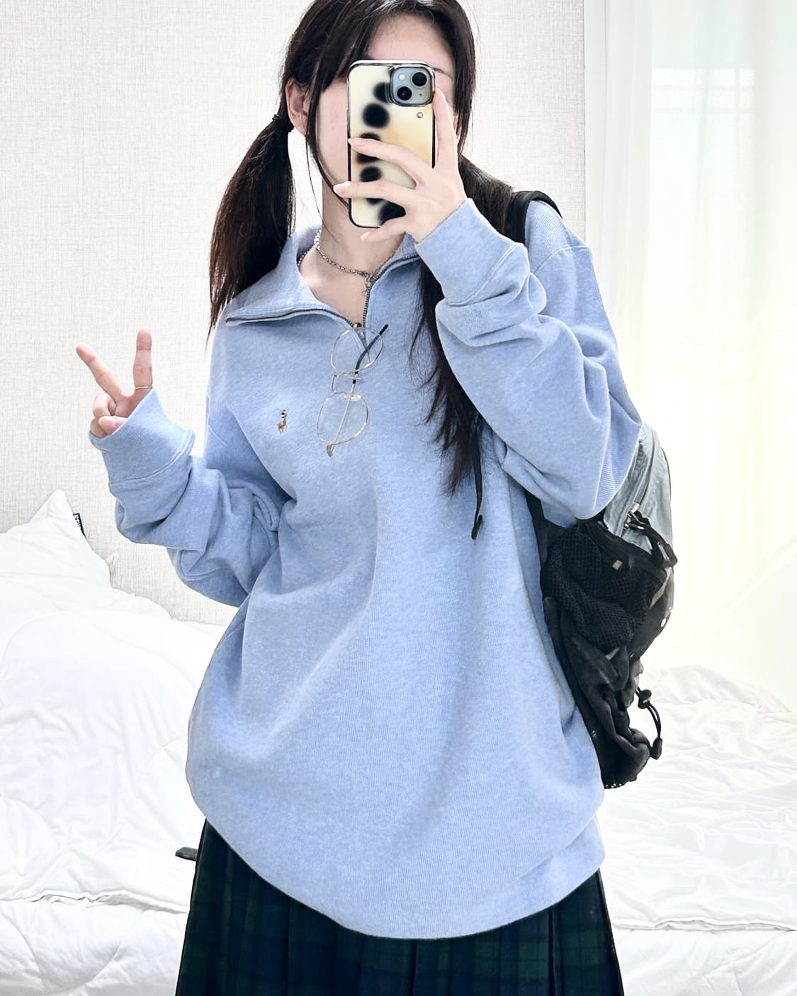 폴로 신형 멀티포니 소라 코튼 반집업 상품이미지5