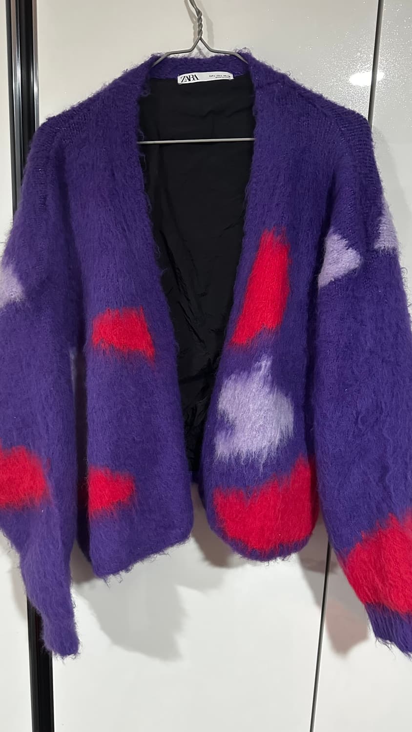 자라 퍼플 패턴 가디건 L 상품이미지1