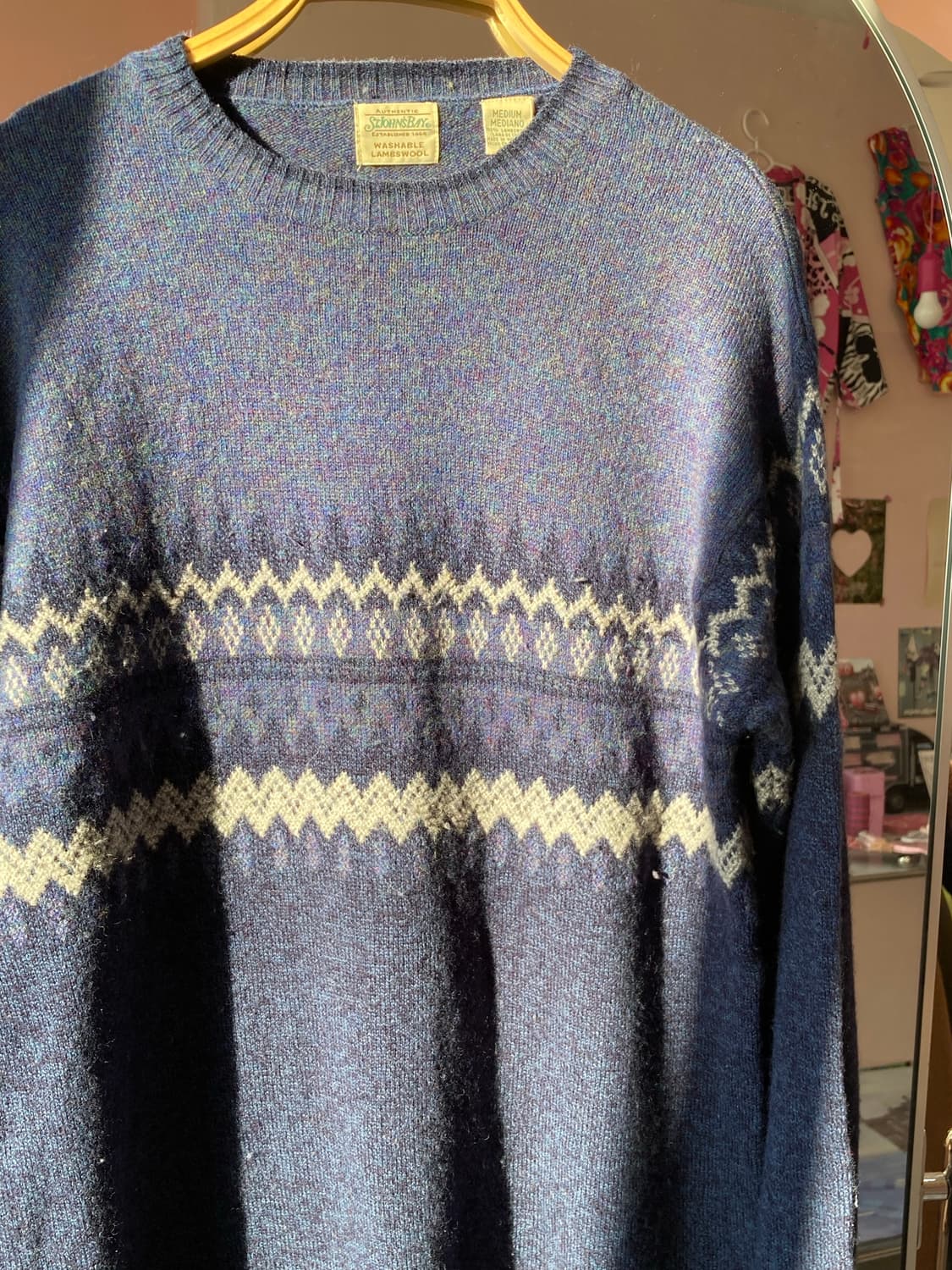 램스울 네이비 패턴 니트 상품이미지3