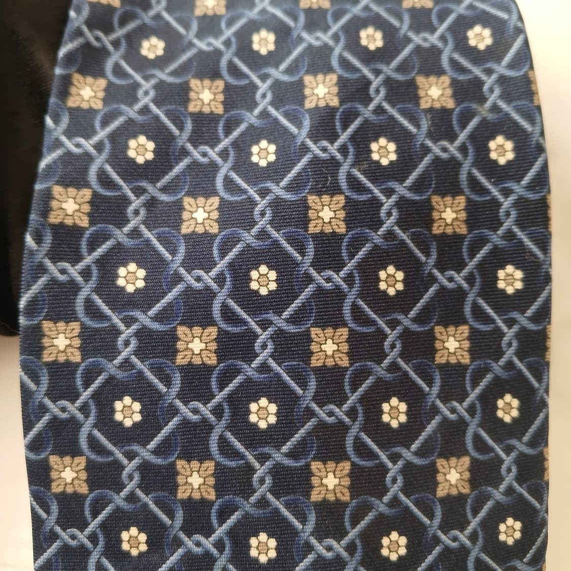 란셀 실크 네이비 L 모노그램 패턴 넥타이 9.2cm A등급 A18859 상품이미지5