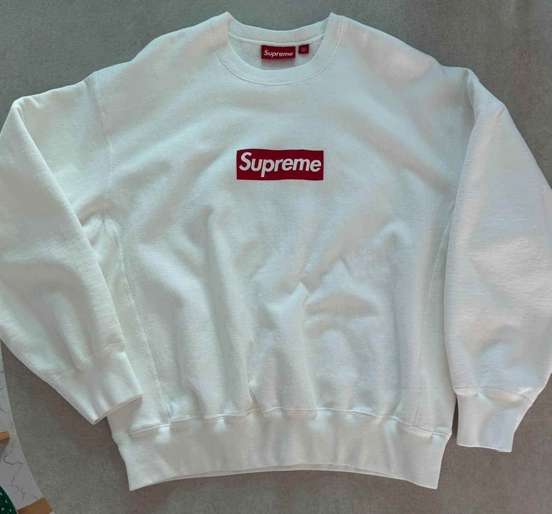 슈프림 워시드 박스 로고 크루넥 화이트 상품이미지1
