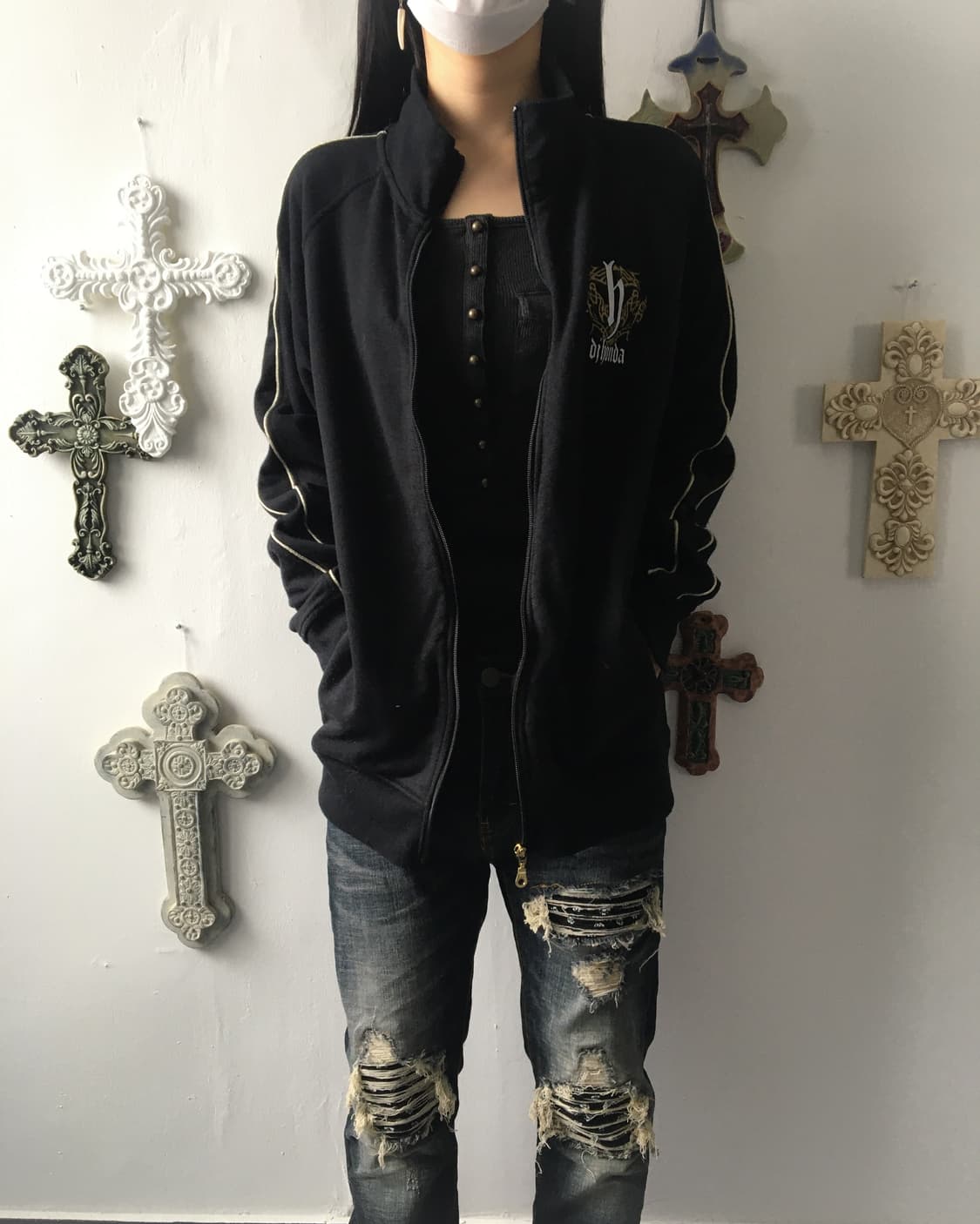 Back printing point high neck zip up 상품이미지7