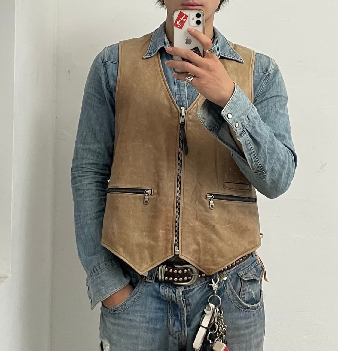 할리데이비슨 빅로고 히피 레더 베스트 상품이미지1