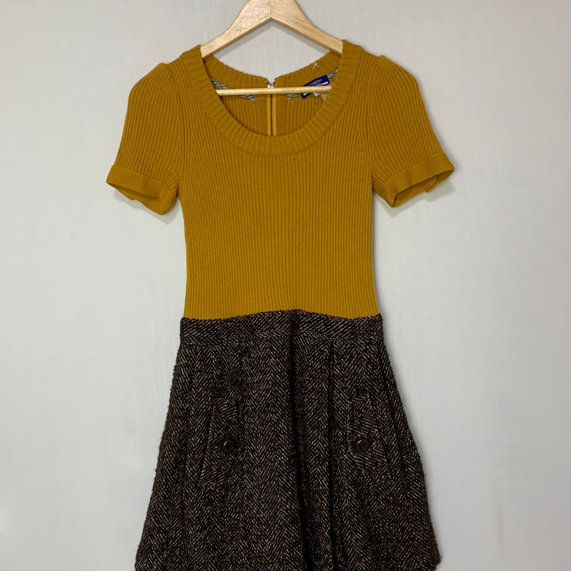 버버리 블루라벨 니트/헤링본 반팔 원피스 빈티지 38 사이즈 상품이미지2