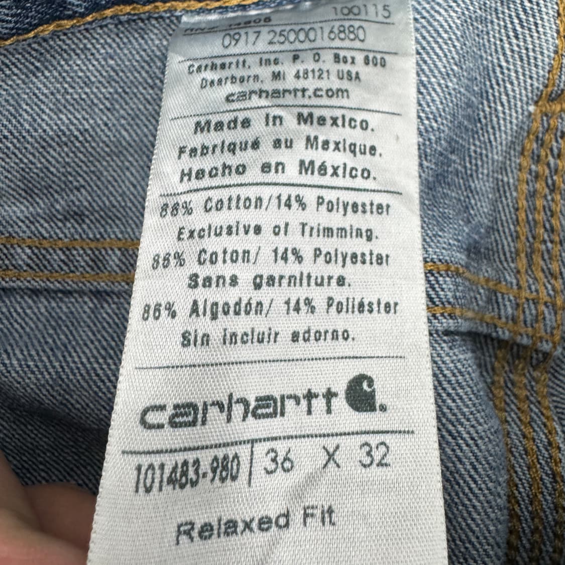 칼하트 OG 워싱 와이드 워크 데님팬츠 상품이미지8