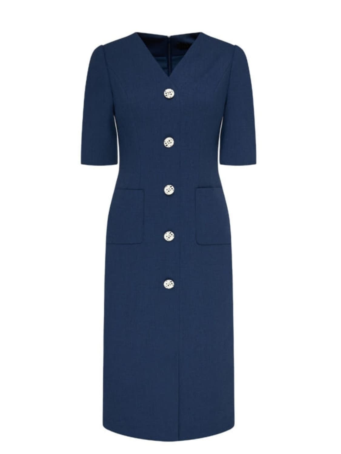 린 브이넥 포인트버튼 원피스 77사이즈 상품이미지2