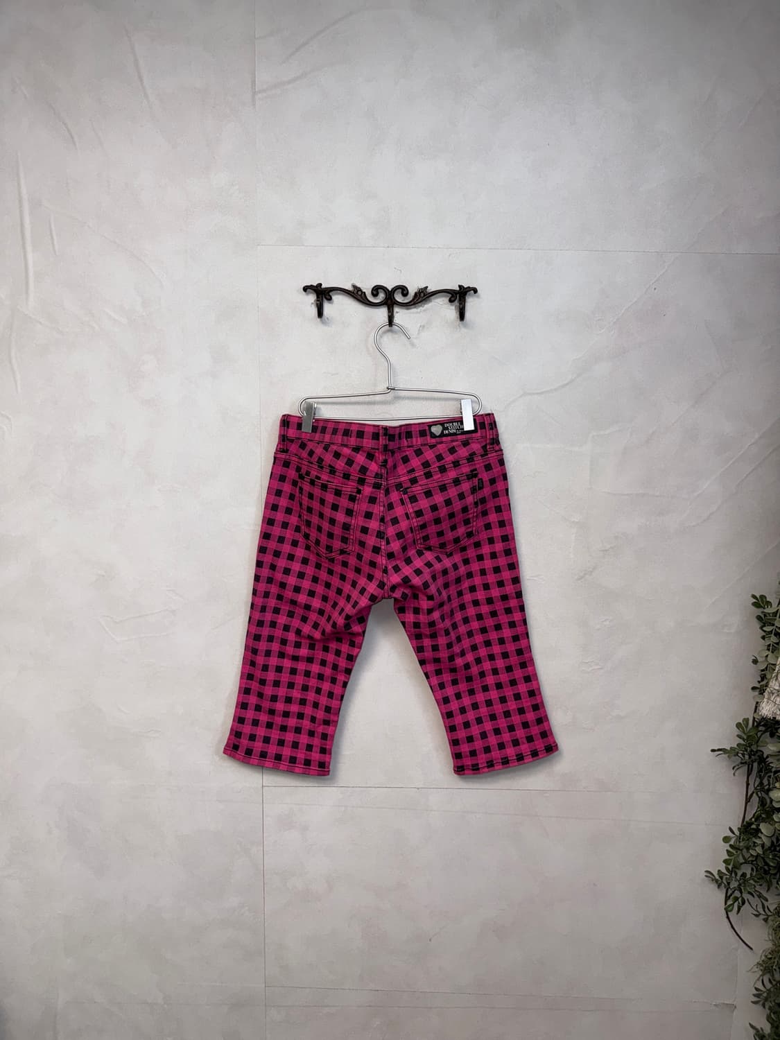 Black pink gingham check capri pants 상품이미지3