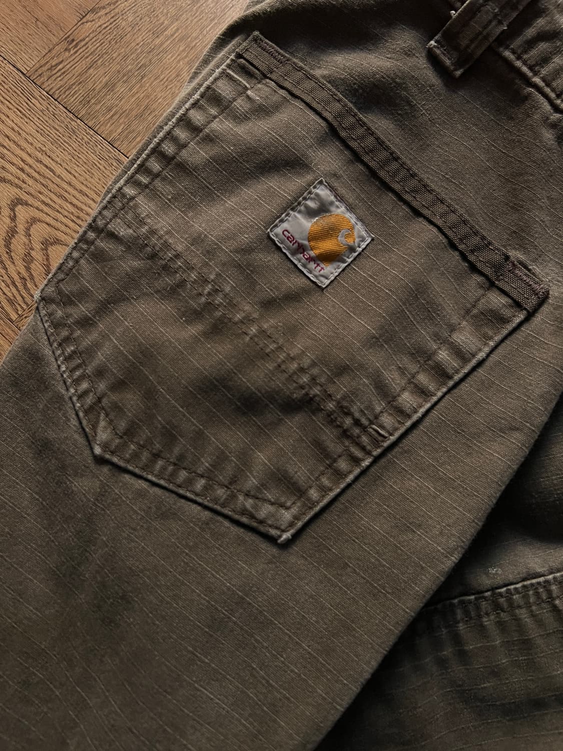 [32]칼하트 USA 더티워싱 다크커피 립스탑 더블니 워크 카고 팬츠 상품이미지8