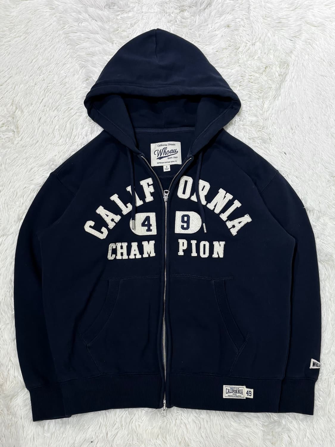 후아유 네이비 빅로고 투웨이 후드집업 상품이미지4